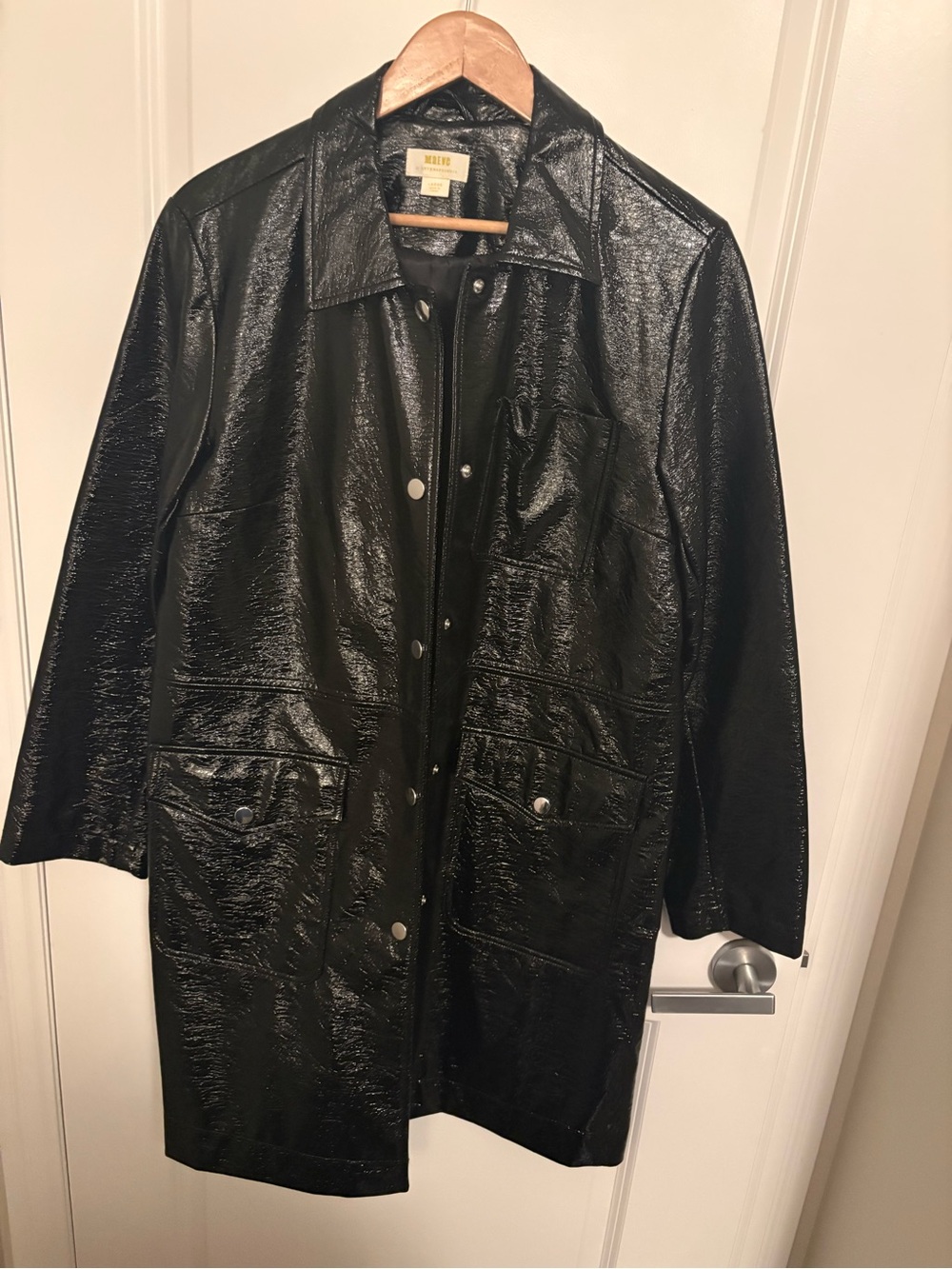 Maeve (Anthropologie) Black Patent-Coated Men's Long Jacket